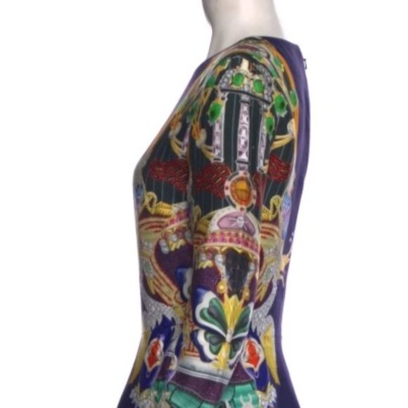 Mary Katrantzou Blue Totem Printed Graphic Midi Dress Size: S/US4 (Orig. $1250) - Picture 2 of 9